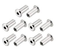 TERF® M8 X 16mm Joint Connector Nuts M8 (8mm) X 16mm Barrel Bolts Socket Head Insert Furniture Hexagonal Allen Flat Head Cap Nuts Alan Key Sleeve Hex Nut - Pack of 10