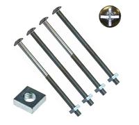 TERF® M8 X 240mm Roofing Bolt with Square Nut M8 (8mm) X 240mm Cross Slotted Mushroom Dome Head with Square Nut - Pack of 4