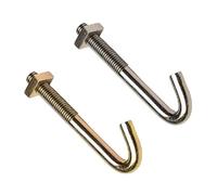 TERF® M8 X 80mm J Hook Bolts Zinc Yellow Plated Steel M8 (8mm) X 80mm Hook Bolts with Square Nut for Roofing Gutter Fence & Hanging of Cable Wire Chain Other - Pack of 4