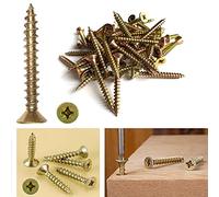 TERF® Multi Purpose Screws 4.5 X 25mm Pozi Flat Double Countersunk Zinc Yellow Screws For PVCu Wooden Timber Chipboard MDF and other similar types Screw Size 4.5 X 25mm - Pack of 200