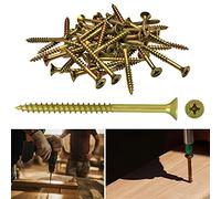 TERF® Multi Purpose Screws 6.0 X 90mm Pozi Flat Double Countersunk Zinc Yellow Screws For PVCu Wooden Timber Chipboard MDF and other similar types Screw Size 6.0 X 90mm - Pack of 25