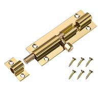 TERF Polished Brass Barrel Slide Lock 63mm [2.5''] Door Latch with Screws, Ideal for Internal and External Doors, Locks for Bedroom, Bathroom, Toilet, Shed, Gate, Cupboards and Cabinets - 63mm