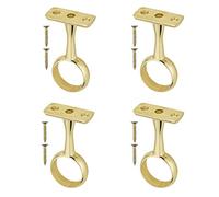TERF® Polished Brass Ceiling-Mount Bracket for Up to 19mm Diameter Curtain Pole Wall Mount Rod Holder Closet Wardrobe Bracket Shower Curtain Rod Pipe Bracket with Fixing - Pack of 4