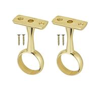 TERF® Polished Brass Curtain Holder - 25mm Rail Ceiling and Wall Mount Round Shower Curtain Rod Pipe Bracket - Pack of 2