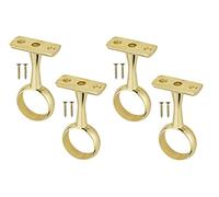 TERF® Polished Brass Curtain Pole Bracket 25mm Rail Ceiling and Wall Mount Round Holder for Closet Wardrobe Shower Rod Pipe - Pack of 4
