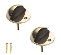 TERF® Polished Brass Door Stopper Floor Mounted Oval Dome Shape 50mm Doorstop Including Fixing Screw - Pack of 2