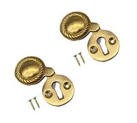 TERF® Polished Brass Georgian Escutcheon Covered 35mm Keyhole Cover Escutcheon Including Fixing Screw - Pack of 2