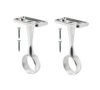 TERF® Polished Chrome Ceiling-Mount Bracket for Up to 25mm Diameter Curtain Pole - Wall Mount Rod Holder for Closet, Wardrobe, Shower Curtain - Pack of 2
