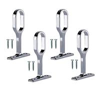 TERF® Polished Chrome Curtain Oval Pole Bracket 30mm Curtain Rail Ceiling and Wall Mount Oval Holder Closet Wardrobe Bracket Shower Curtain Rod Pipe Bracket with Fixing - Pack of 4