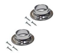 TERF Polished Chrome Curtain Rod Holder Socket for Up to 19mm Diameter Curtain Rail - Pack of 2