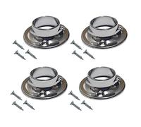 TERF® Polished Chrome Curtain Wardrobe Rod Pole Holder Socket for Up to 25mm Diameter Curtain Rail Wall Mount Rod Pole Holder Shower Curtain Closet Lever Rail Socket with Fixing - Pack of 4