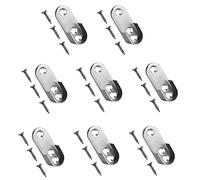 TERF® Polished Chrome Curtain Wardrobe Rod Pole Socket Oval for Up to 16mm X 32mm Diameter Curtain Rail Wall Mount Oval Rod Pole Holder Closet Lever Rail Socket with Fixing - Pack of 8