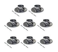 TERF® Polished Chrome Curtain Wardrobe Rod Pole Socket with Holding Screw for Up to 25mm Diameter Curtain Rail Wall Mount Rod Pole Holder Closet Lever Rail Socket with Fixing - Pack of 8