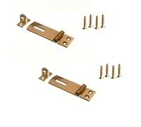 TERF® Solid Brass Hasp and Staple Set 38mm [ 1.5 inch ] including Fixing Screw For Use with Outdoor House Cabinet Cupboard Cage Door and Multi Purpose Use - Pack of 2