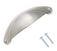 TERF® Traditional Brushed Nickel Cabinet Pull Handle 64mm Semi Circle Handle Pull Knob Including Fixing Screw for Use Window Drawer Cupboard Cabinet Wardrobe Door Gate - Pack of 1