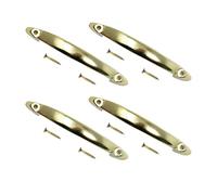 TERF® Traditional Electro Brass D-Shape Front Fix Pull Handle 95mm (3.74 inch) Including Fixing Screw for Kitchen Cupboard Cabinet Drawer Wardrobe Door Pull Handle - Pack of 4