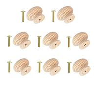 TERF® Traditional Unlacquered Pine Wooden Cupboard Cabinet Door Knob 40mm Bolt and Insert Wood Knob Chest Drawer Cupboard Kitchen Wardrobe Door Pull Handle Knobs for Use Home and Office - Pack of 8