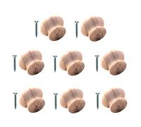 TERF® Traditional Unlacquered Pine Wooden Cupboard Cabinet Door Knob 45mm Drilled Wood Knob with Fixing for Chest Drawer Cupboard Kitchen Wardrobe Door Pull Handle Knobs - Pack of 8