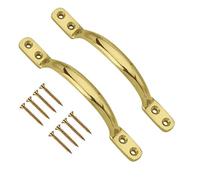 TERF® Traditional Victorian Polished Brass Pull Handle 125mm (5 inch) Sash Sliding Window Handle Including Fixing Screw for Kitchen Cabinet Drawer Cupboard Door Pull Handle and Multi Use - Pack of 2