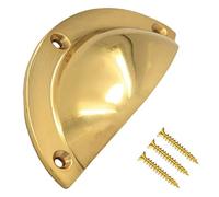 TERF® Traditional Vintage Polished Brass Cabinet Pull Handle 90mm Semi Circle Handle Pull Knob Including Fixing Screw for Use Window Drawer Cupboard Cabinet Wardrobe Door Gate - Pack of 1