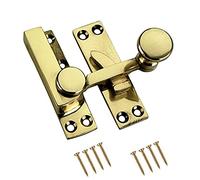 TERF® Traditional Vintage Polished Brass Sash Window Lock Fastener Arm Type With Fixing Screws For Wood Aluminium UPVC Vinyl Frames - Pack of 1