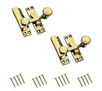 TERF® Traditional Vintage Polished Brass Sash Window Lock Fastener Arm Type With Fixing Screws For Wood Aluminium UPVC Vinyl Frames - Pack of 2