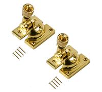 TERF® Traditional Vintage Polished Brass Sash Window Lock Fastener Brighton Pattern With Fixing Screws For Wood Aluminium UPVC Vinyl Frames - Pack of 2