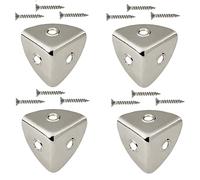 TERF® Traditional Vintage Polished Nickel Case Corner Bracket 28mm Heavy Duty Chest Brace Repair with fixing Screw For Chest Box Cupboard Desk Drawer Cabinet Table and Multi Use - Pack of 4