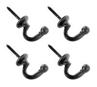 TERF® Vintage Style Antique Black Curtain Drapery Hold Back Tie Back Ball End Hooks 40mm Shower Window Wall Mounted Curtain Tie Back Screw for Keys Clothes Coat Hanger - Pack of 4