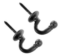 TERF® Vintage Style Antique Black Curtain Drapery Hold Back Tie Back Ball End Hooks 40mm Shower Window Wall Mounted Curtain Tie Back Screw for Keys Clothes Coat Hanger - Pack of 2