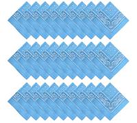 Tergy 16-30 Pieces Unisex Paisley Bandanas Bulk Multi-Purpose Headband Cowboy Head Wrap Scarf for Women Men Boys Girls, 30pcs Light Blue, Standard