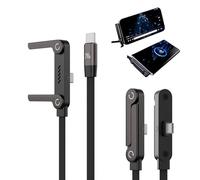 Terilamy 2-in-1 Invisible Stand Charging Cable, 240w Fast Charging Stand Sideways Data Cables, Nylon Braided USB C to USB C Cable 1.5M Adjustable Stand for Smartphones,Tablets,Laptops,Gaming Devices