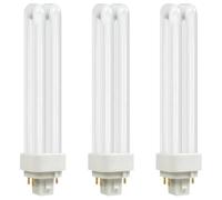 Terilamy 4 Pin Light Bulbs, 3 Pack G24q-1 4 Pin Compact Fluorescent Lamp, Warm White 2700K, 2U Double Turn Tube Energy Saving Lamp, Non-Dimmable Tube Light Bulb for Bathroom Corridor Bedroom