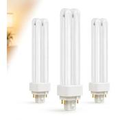 Terilamy 4 Pin Light Bulbs, 3 Pack G24q-2 4 Pin Compact Fluorescent Lamp, Warm White 3000K, 2U Double Turn Tube Energy Saving Lamp, Non-Dimmable Tube Light Bulb for Bathroom Corridor Bedroom