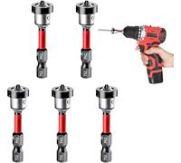 Terilamy 5 Pcs Drywall Screw Setter, PH2 50mm 1/4" Hex Shank Magnetic Positioning Screwdriver Bits with Depth Stop, Plasterboard Screw Bit for Power Drills Drivers Gypsum Wood
