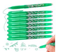 Terilamy 8 Erasable Pens Green Pens, 0.5mm Erasable Gel Pens with Eraser on the End - Rub Out Pens Green Ink Eraser Pen, Handwriting Writing Pens for Kids Adult School Office Supplies