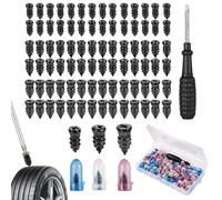 Terilamy 85 Pcs Tyre Repair Kit Rubber Nails with Screwdriver, Car Puncture Repair Kit Three Sizes Universal Tyre Repair Tool with Box Fast Self-Service for Bike Auto Motorcycle Truck