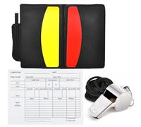 Terilamy Referee Cards Set, Warning Football Referee Kit, Red and Yellow Cards with Stainless Steel Metal Coach Whistle with Lanyard, Record Paper, Pencil, Card Holder for Football Basketball Soccer