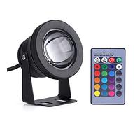 Terisass 12V 10W Boat Lights RGB Waterproof Spotlight with Remote Control (Black) + spot immergeable ip68