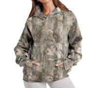 TERIVEEK Women Camo Hoodies Oversized Fleece Maple Leaf Hooded Sweatshirt Long Sleeve Fall Trendy Pullover Hoodie with Pocket, Khaki Green, S