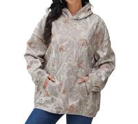 TERIVEEK Women Camo Hoodies Oversized Maple Leaf Fleece Hooded Sweatshirt Long Sleeve Fall Trendy Pullover Hoodie with Pocket, Khaki, Medium