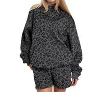 TERIVEEK Women Leopard Hoodies Oversized Cheetah Print Sweatshirt Hooded Long Sleeve 2000s Pullover Tops Y2k Graphic Hoodies, Black, Medium