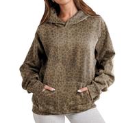 TERIVEEK Women Leopard Hoodies Oversized Cheetah Print Sweatshirt Hooded Long Sleeve 2000s Pullover Tops Y2k Graphic Hoodies, Leopard Khaki, Large