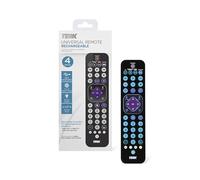 TERK Rechargeable Universal Remote Control, 4 Device Remote with USB-C Charging, Backlit Keypad, Long Range IR, Compatible with TV, Streaming Players, Cable Boxes, Roku, Fire TV