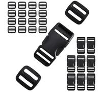 TERLUNNSI Buckles for Straps - 8 Pieces Side Quick Release Buckles + 16 Pieces Tri-Glide Slide, Heavy Duty Dual Adjustable Backpack Buckle No Sewing (20mm)