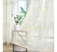 TERLYTEX Gold Sheer Curtains 84 Inches Long for Living Room, 2 Panels Metallic Foil Gold Shimmer Taupe Curtains, Rod Pocket Privacy Light Filtering Sparkle Curtain Drapes, 52 x 84 Inch, Gold Taupe