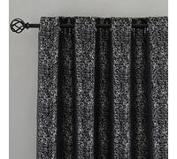 TERLYTEX Silver Blackout Curtains - Metallic Foil Spots Glitter, Thermal Insulated Grommet Sparkle Curtains, 52 x 84 Inch, 2 Panels, Black Silver