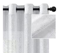 TERLYTEX Silver White Sheer Curtains for Bedroom, Metallic Silver Foil Spray Spot Sparkle Sheer White Curtains 63 Inch Length, Grommet Sheer Silver Curtains 2 Panels Set, 52 x 63 Inch, Silver White