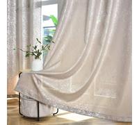 TERLYTEX Taupe Curtains - 95 Inch Metallic Shimmer Panels, Semi-Sheer Privacy Curtains for Living Room, 52 x 95 Inch, 2 Panels