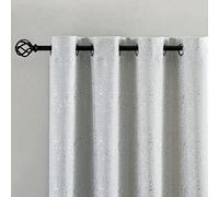 TERLYTEX White Silver Curtains for Living Room - Metallic Silver Spots Sparkle Blackout Curtains 84 Inch Long, Thermal Insulated Darkening Grommet Shiny Curtains, 52 x 84 Inch, 2 Panels, Greyish White